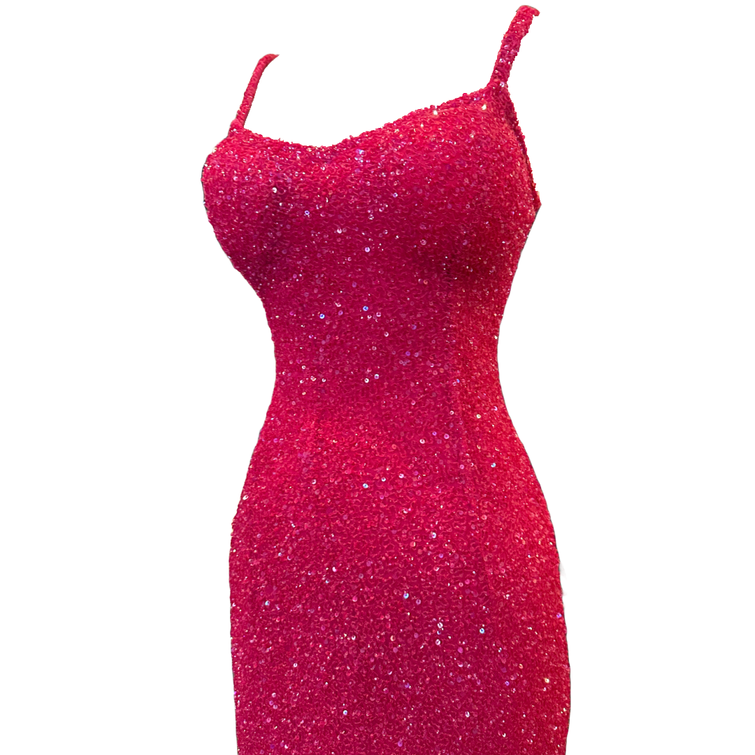 THEIA Red Beaded Gown | Fits Size 4