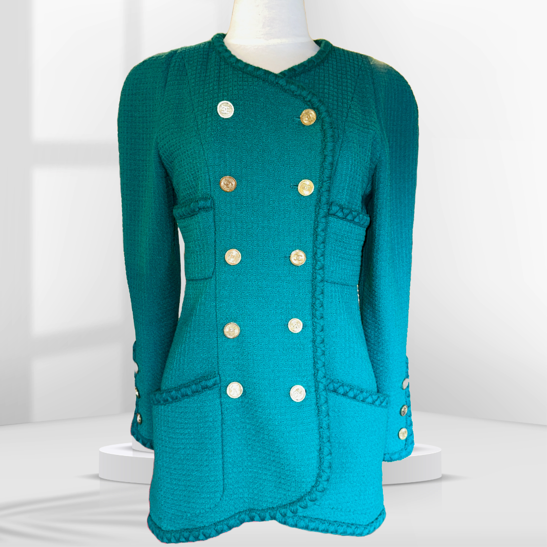 CHANEL Emerald Wool Jacket  | Vintage, Size 38 (US 6-8)