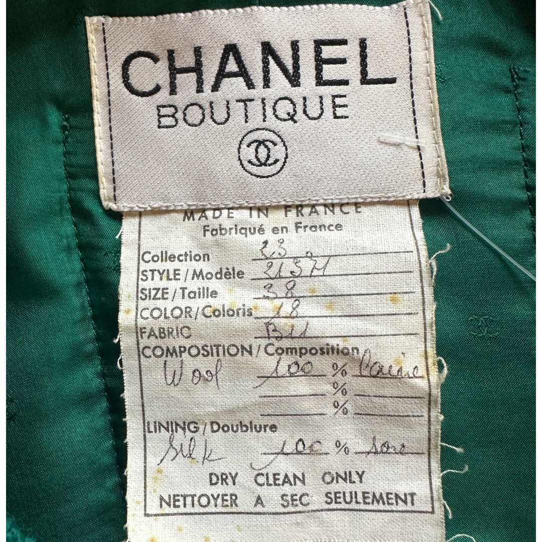 CHANEL Emerald Wool Jacket  | Vintage, Size 38 (US 6-8)