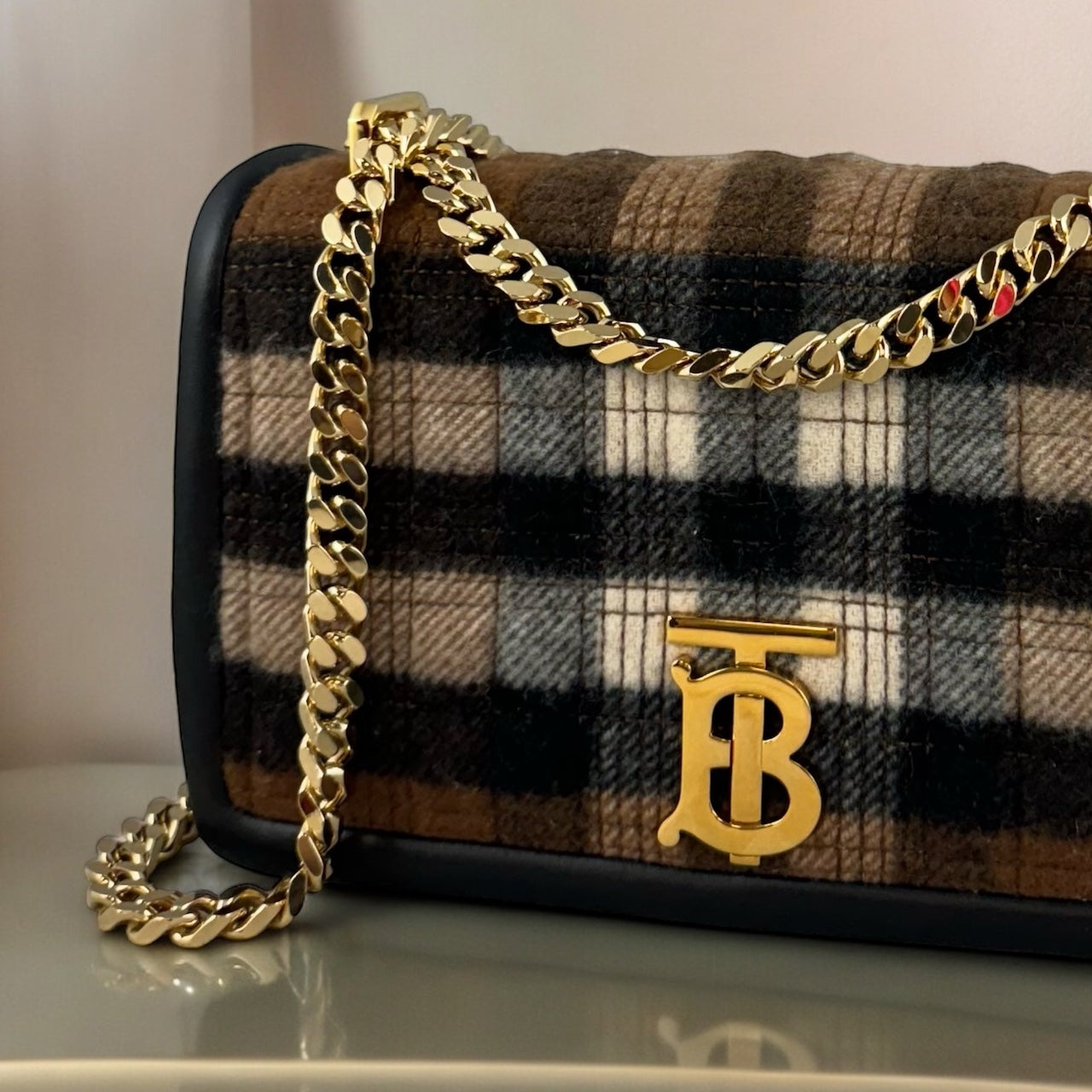 BURBERRY Small Lola Bag in Brown Black