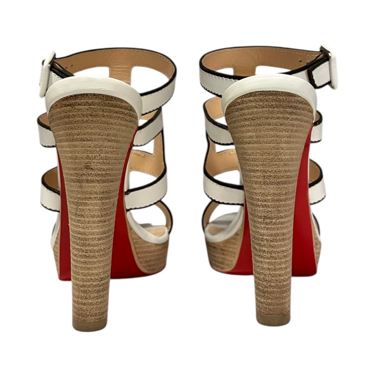 LOUBOUTIN Strappy Cage Sandal in White and Black | 36