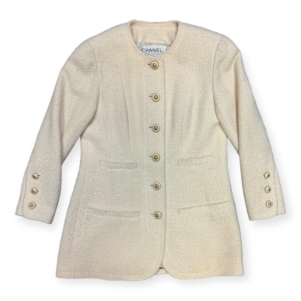 CHANEL Boucle Jacket in Ivory | Size 38