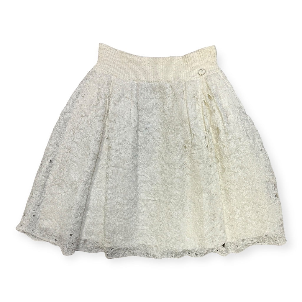 CHANEL Crochet Knit Skirt in Ivory | Size 38