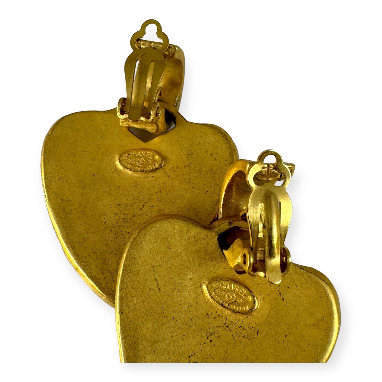 CHANEL Heart Drop Earrings in Gold