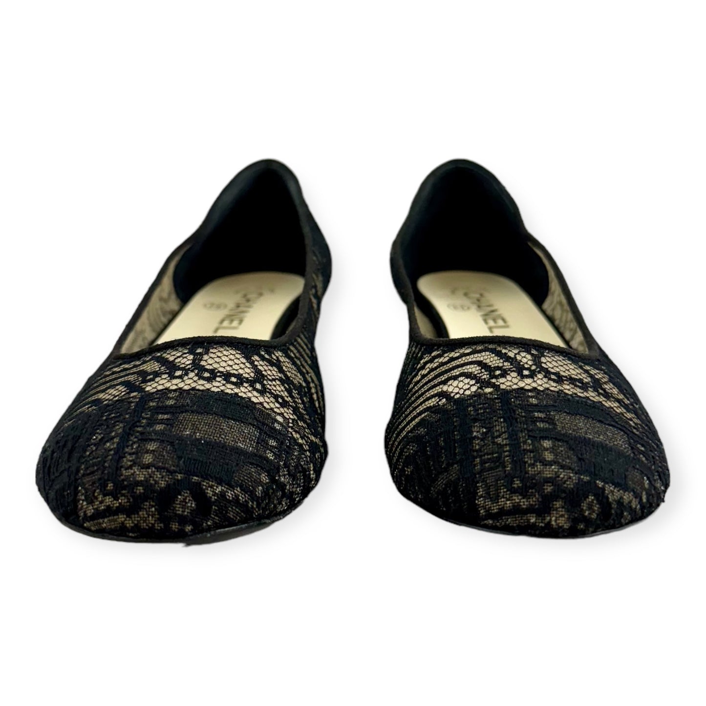 CHANEL Embroidered Ballerina Flats in Black | Size 39.5