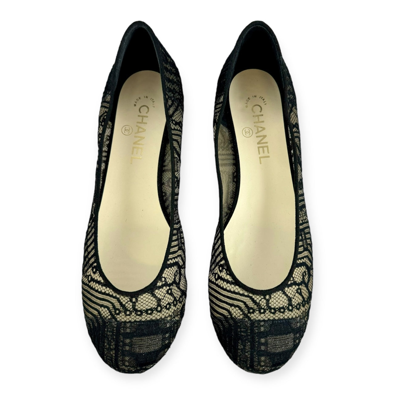 CHANEL Embroidered Ballerina Flats in Black | Size 39.5