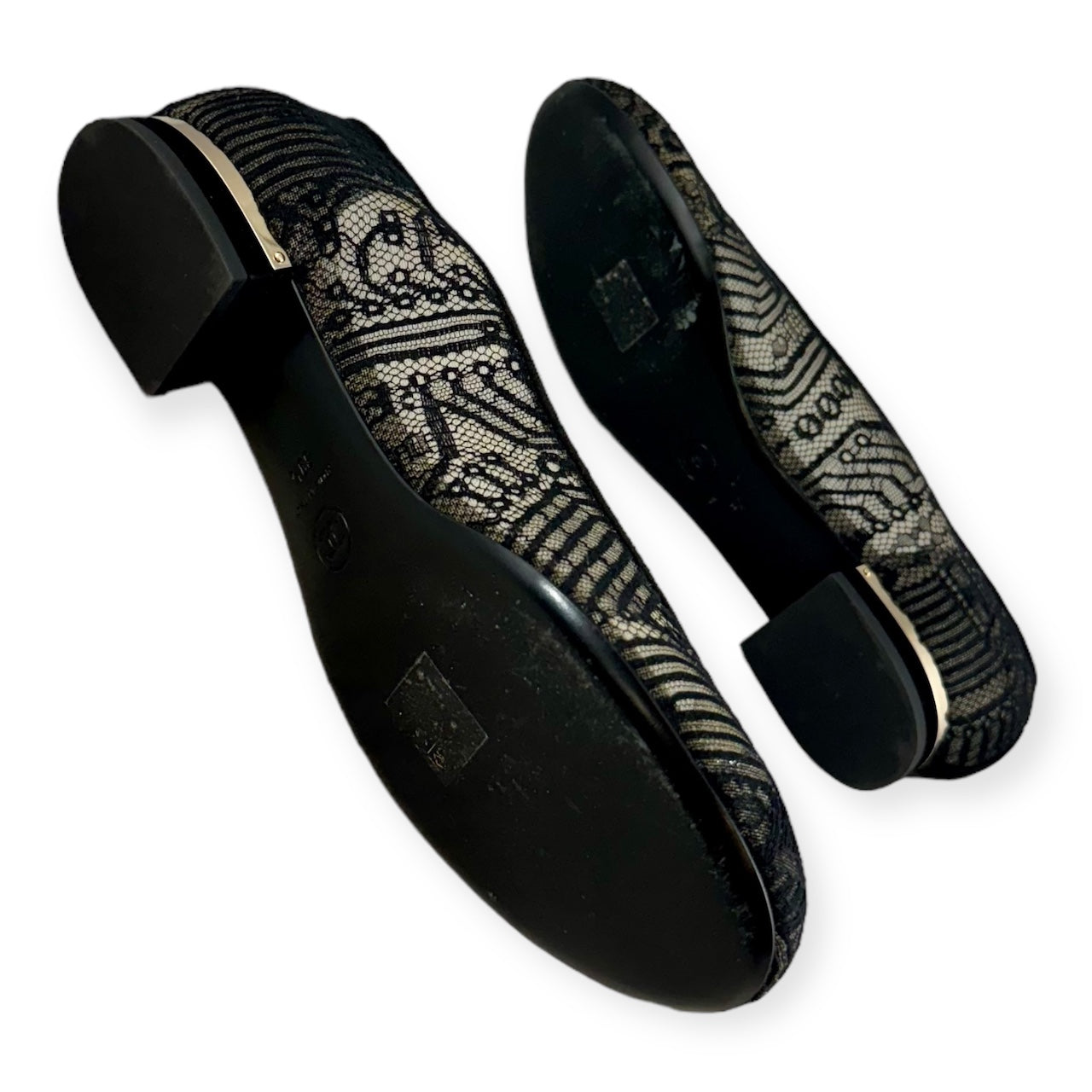 CHANEL Embroidered Ballerina Flats in Black | Size 39.5