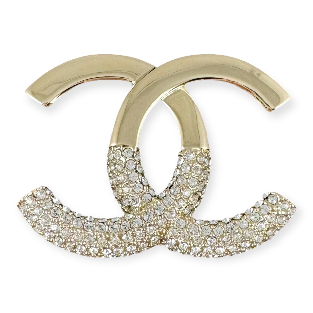 CHANEL Strass CC Brooch in Gold