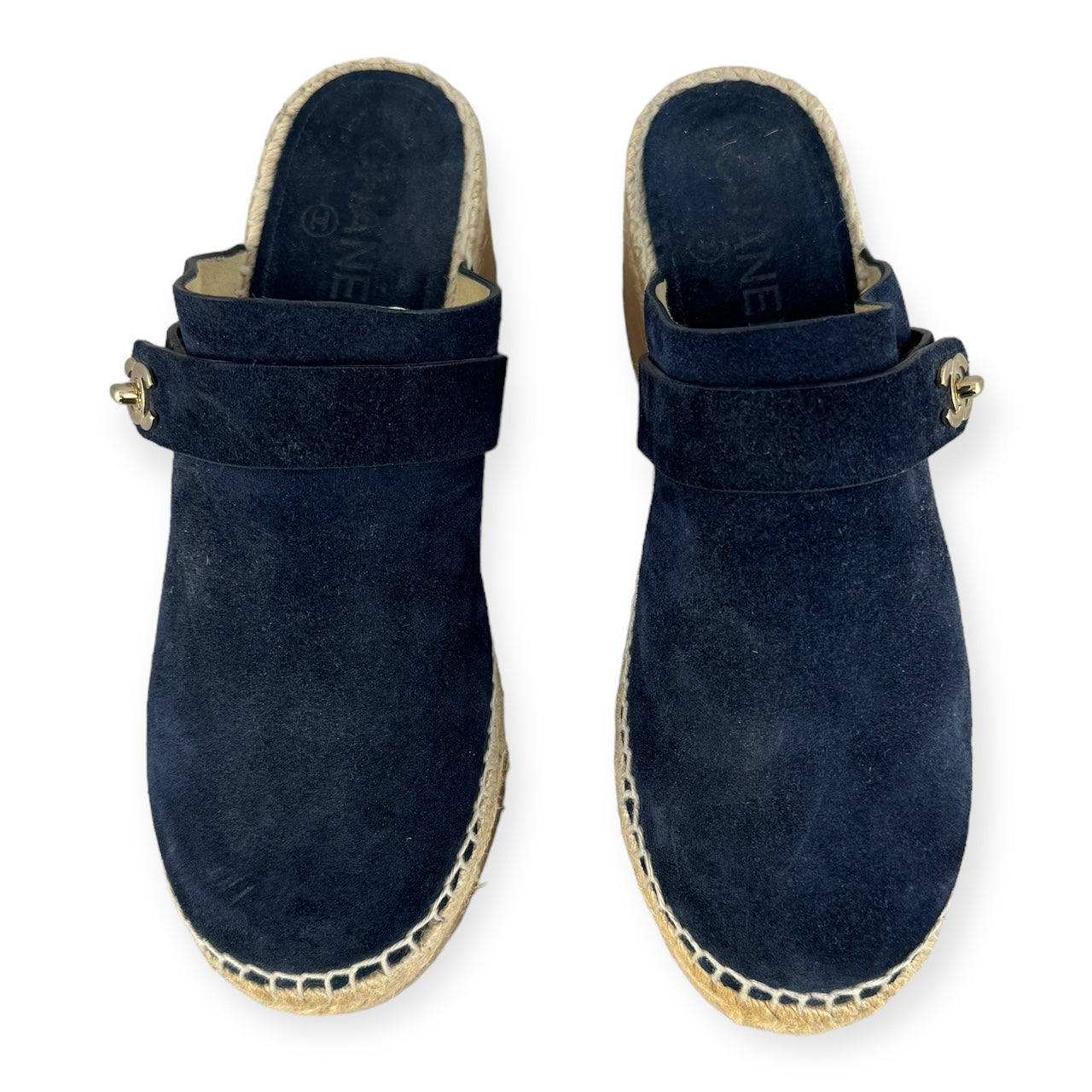 CHANEL Suede Clogs in Navy | Size 38