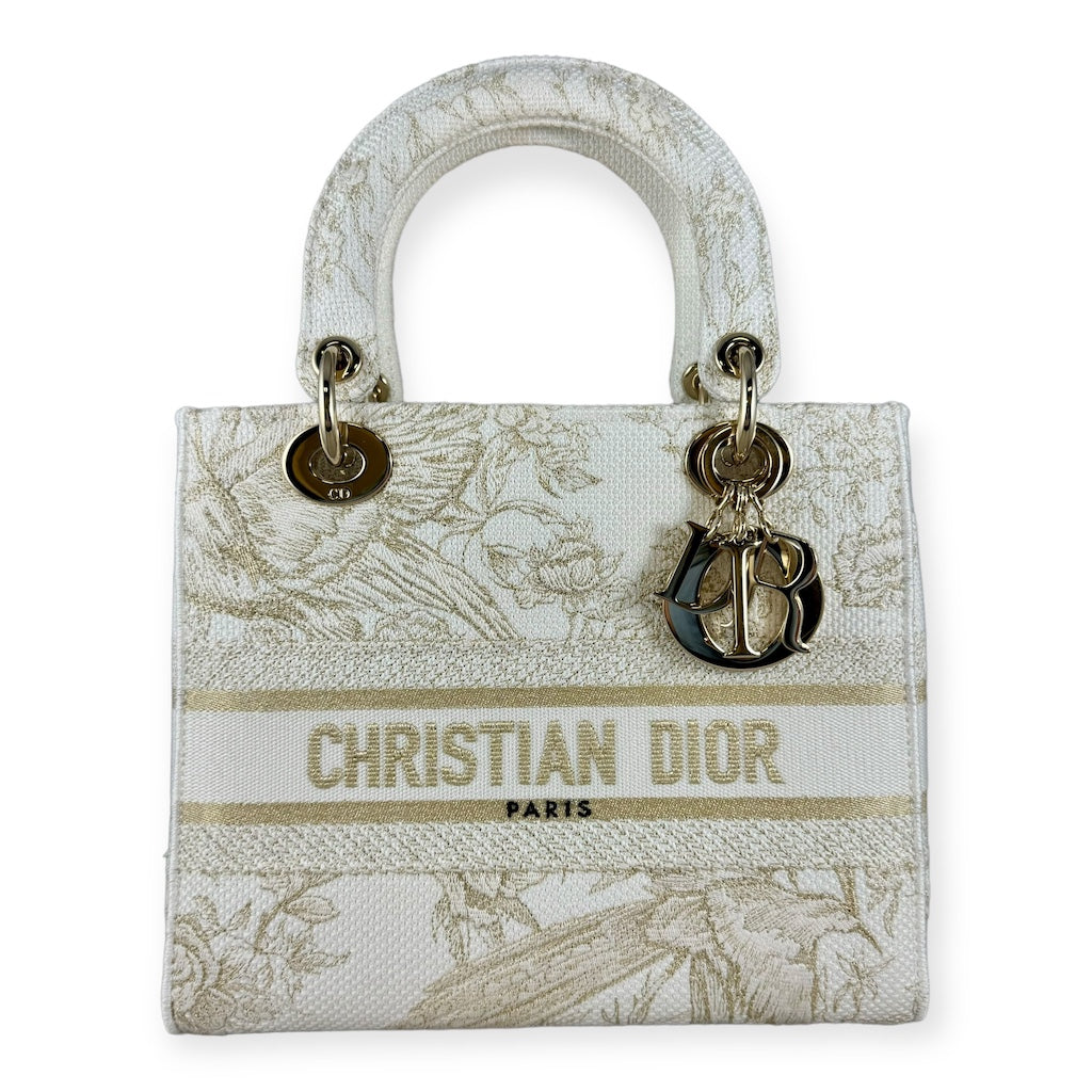 DIOR Lady D-Lite Handbag in Ivory Gold