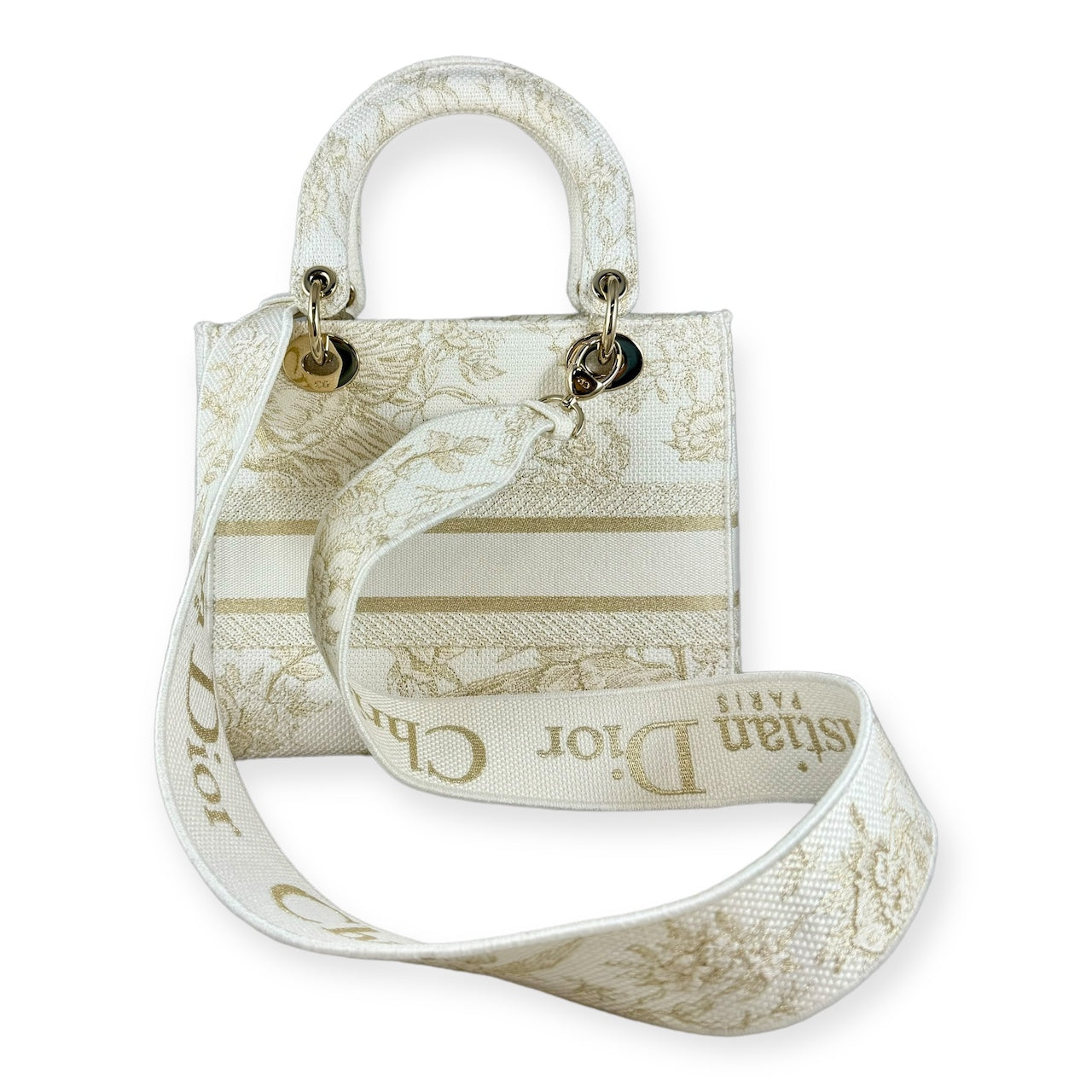 DIOR Lady D-Lite Handbag in Ivory Gold