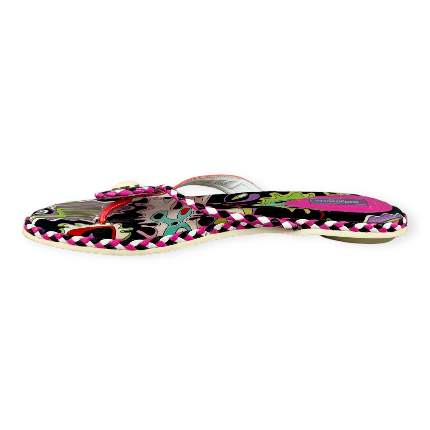 EMILIO PUCCI Print Flip Flops in Pink Multi | Size 38