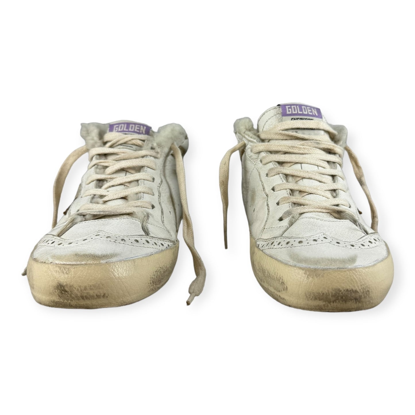 GOLDEN GOOSE Mid Star Fleece Sneakers in White | Size 38