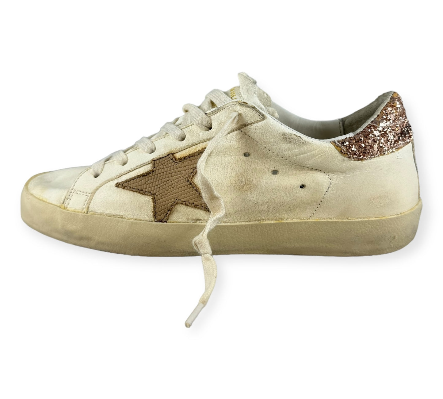 GOLDEN GOOSE Superstar Glitter Sneakers in Rose Gold White | Size 38