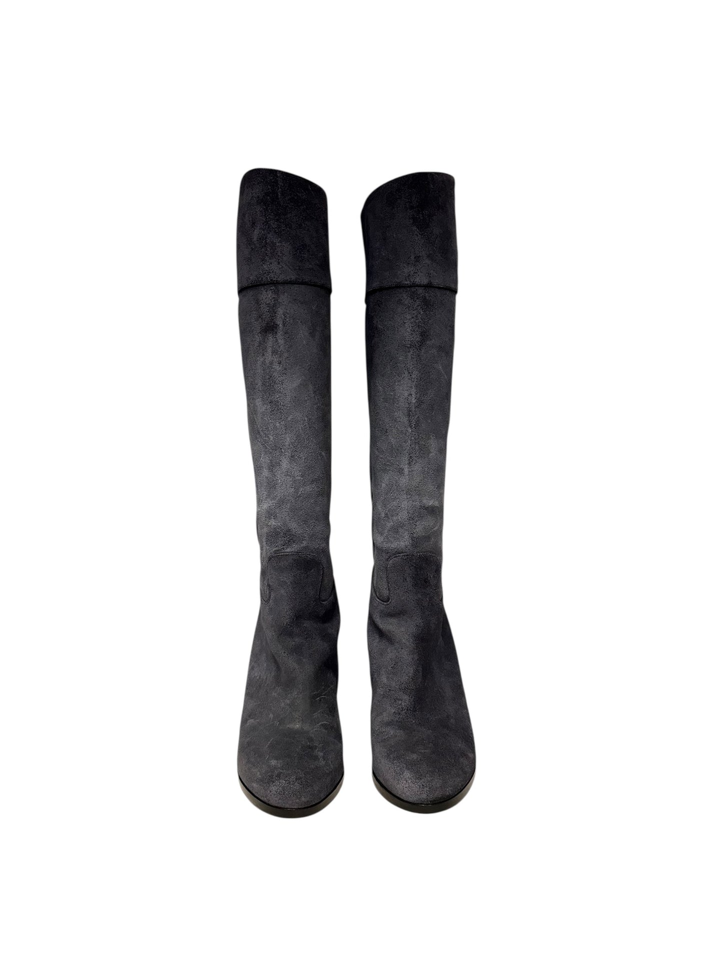 LOUBOUTIN Suede Knee Boots in Grey | 36