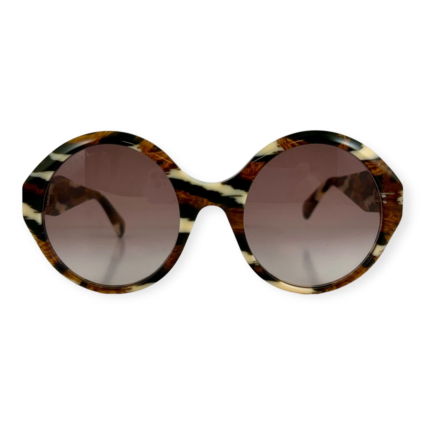 GUCCI 979S Round Sunglasses in Brown Ivory