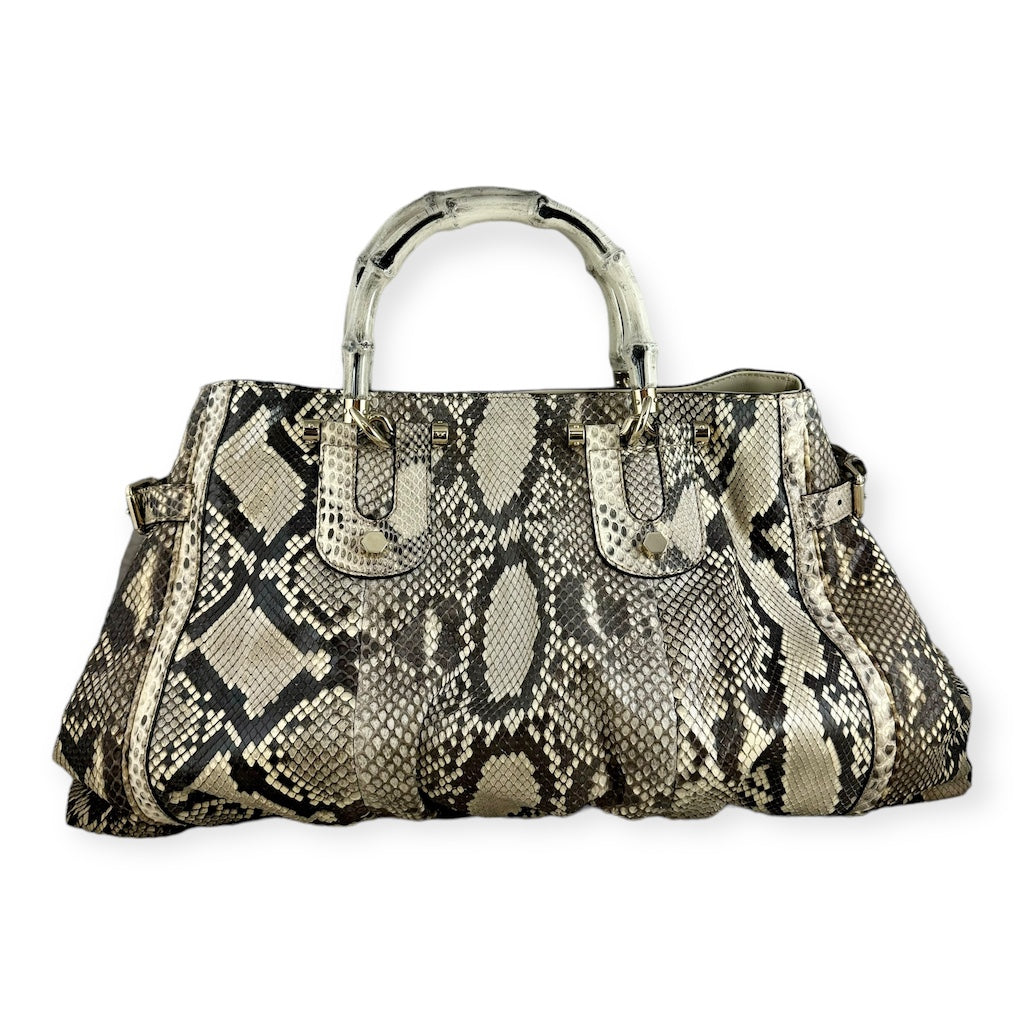 GUCCI Python Bamboo Tote in Ivory