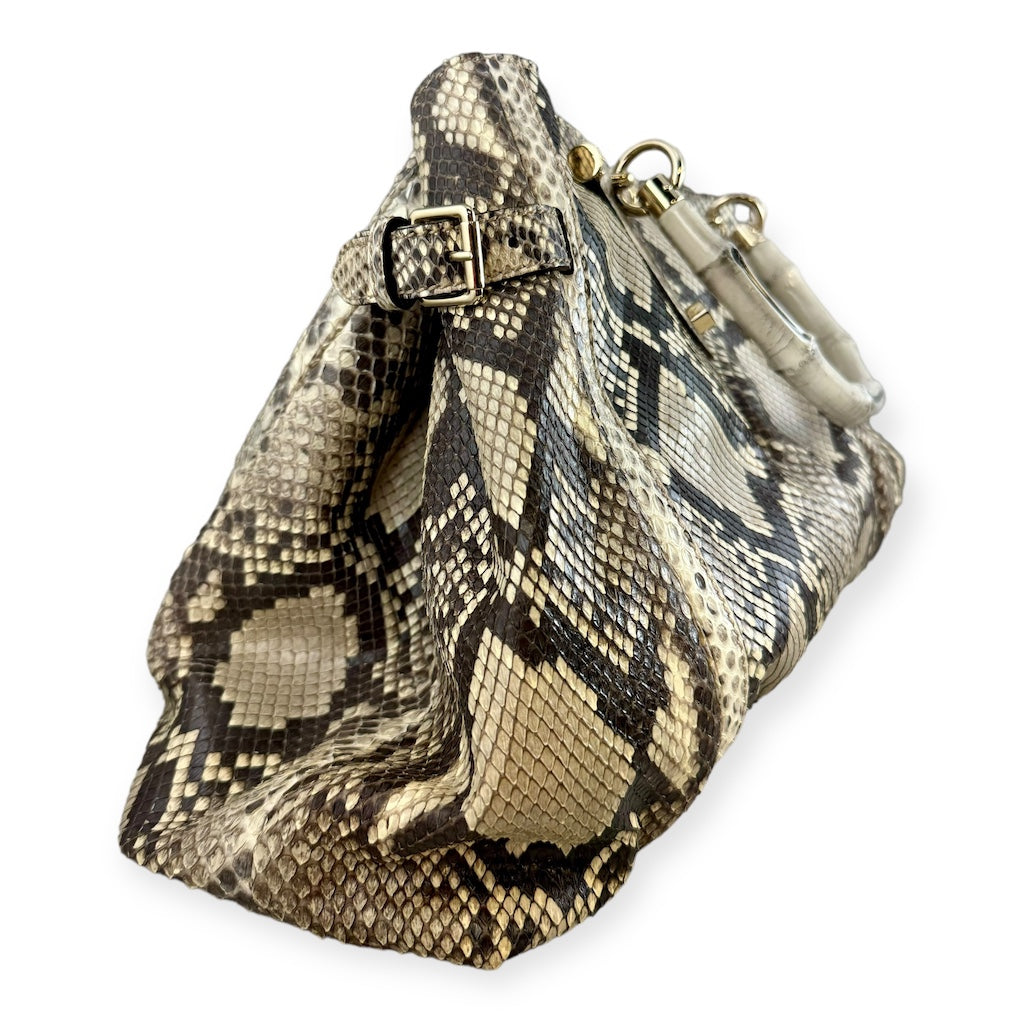 GUCCI Python Bamboo Tote in Ivory