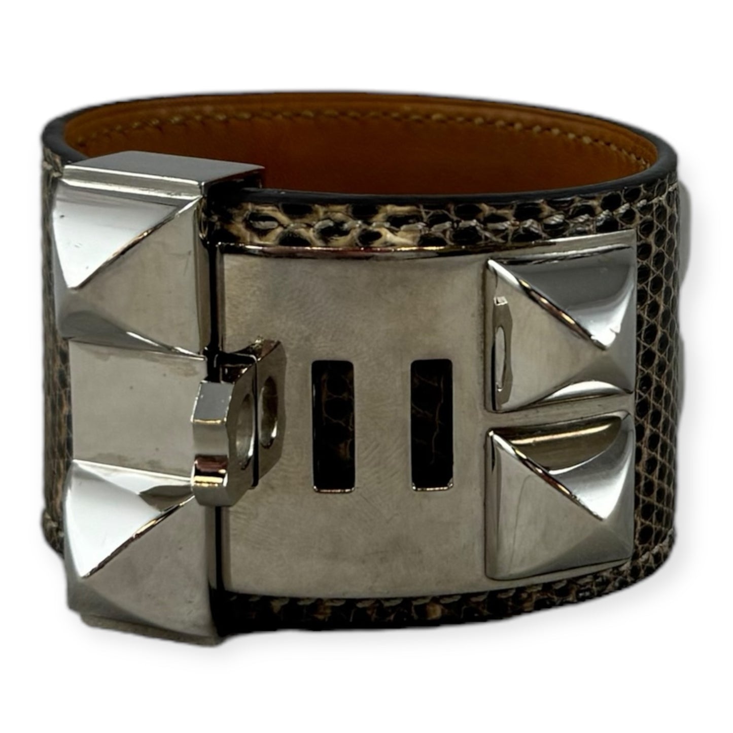 HERMES Lizard Collier De Chien Bracelet | T2