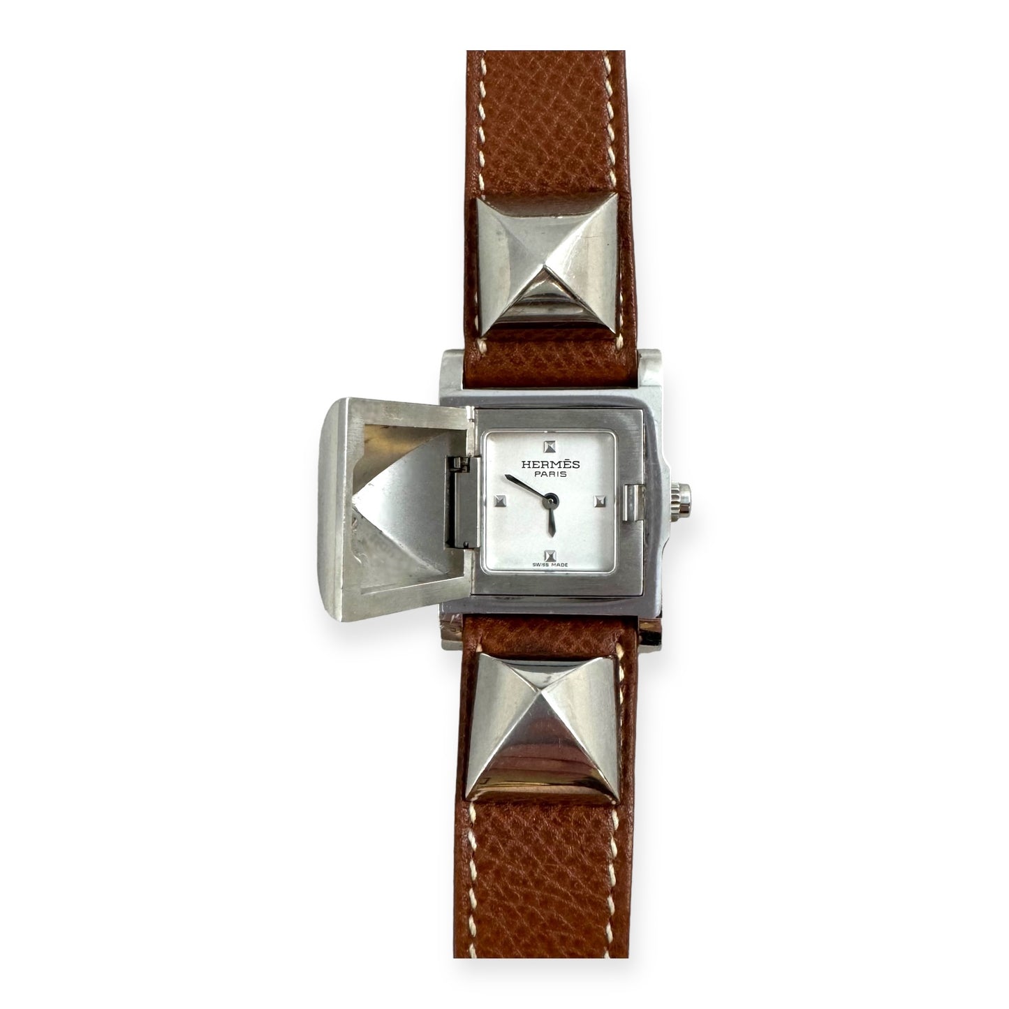 HERMES Medor Watch 27mm in Brown Silver