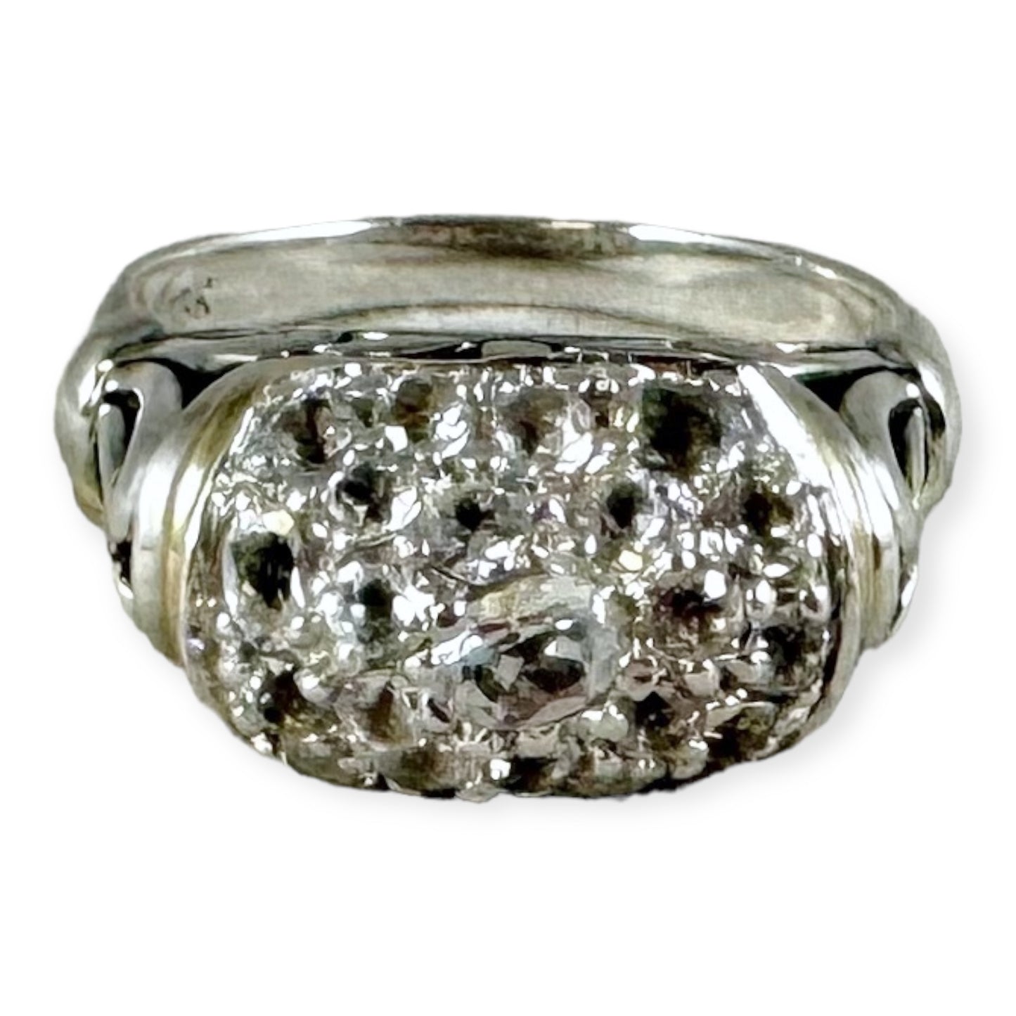 JOHN HARDY Pave White Sapphire Ring 925 18K | Size 5.75