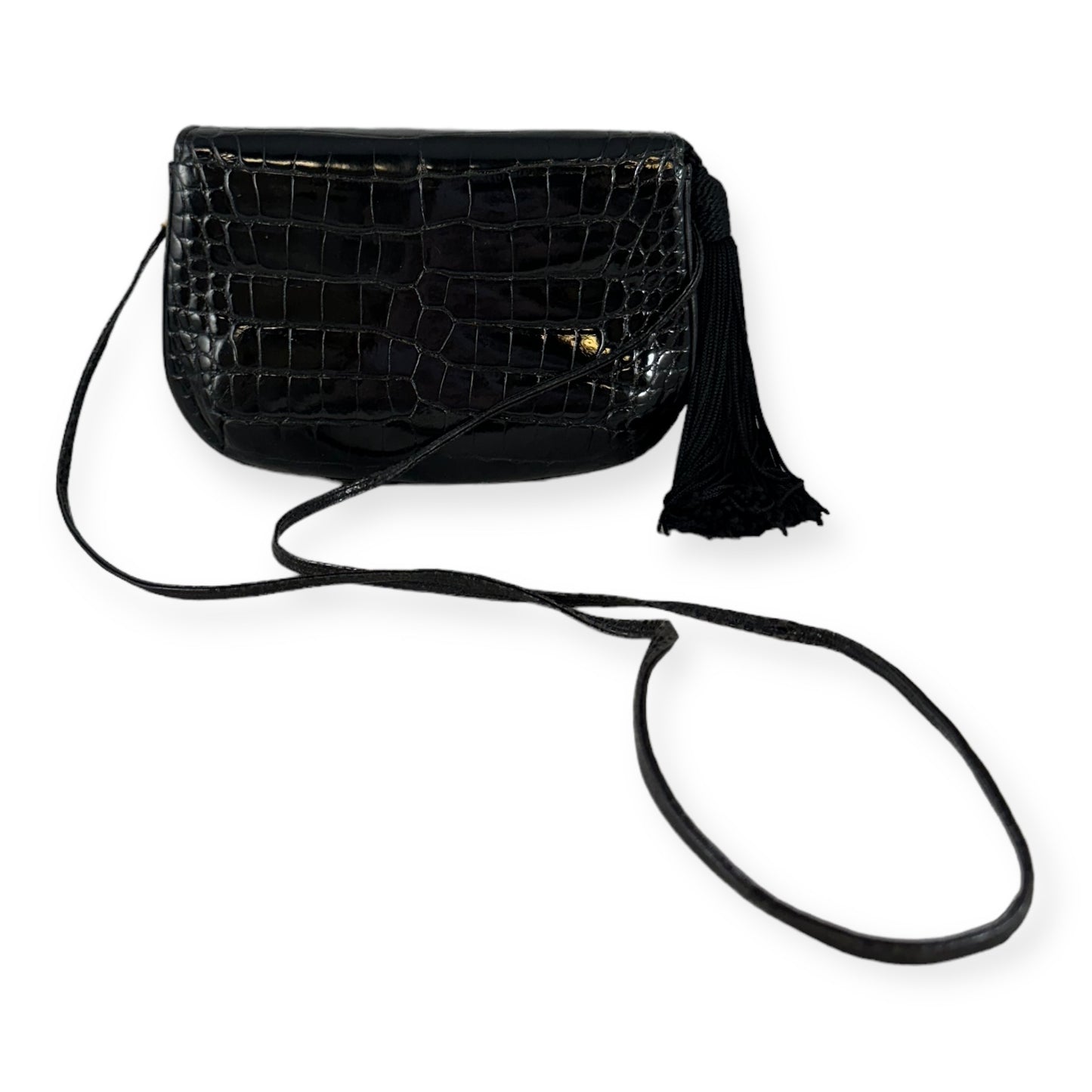 JUDITH LEIBER Alligator Butterfly Clutch in Black