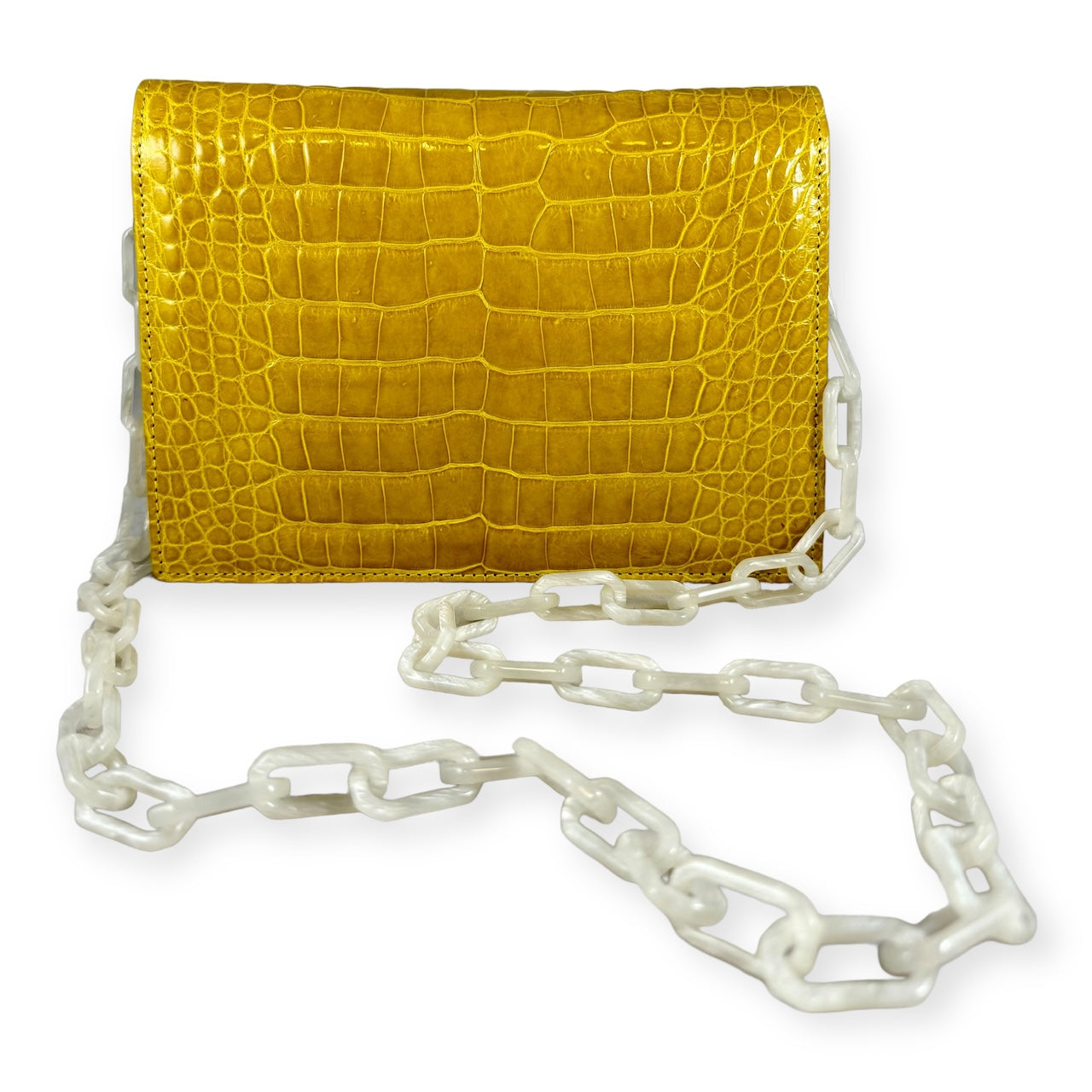 LANA MARKS Alligator MOP Handbag in Yellow