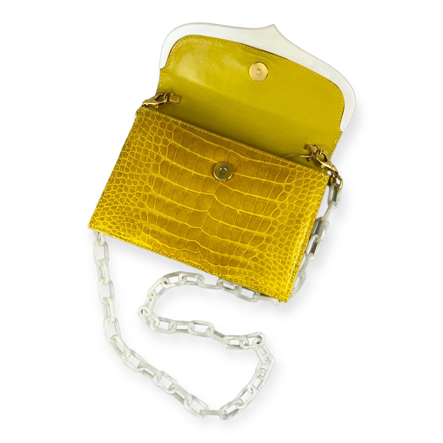 LANA MARKS Alligator MOP Handbag in Yellow