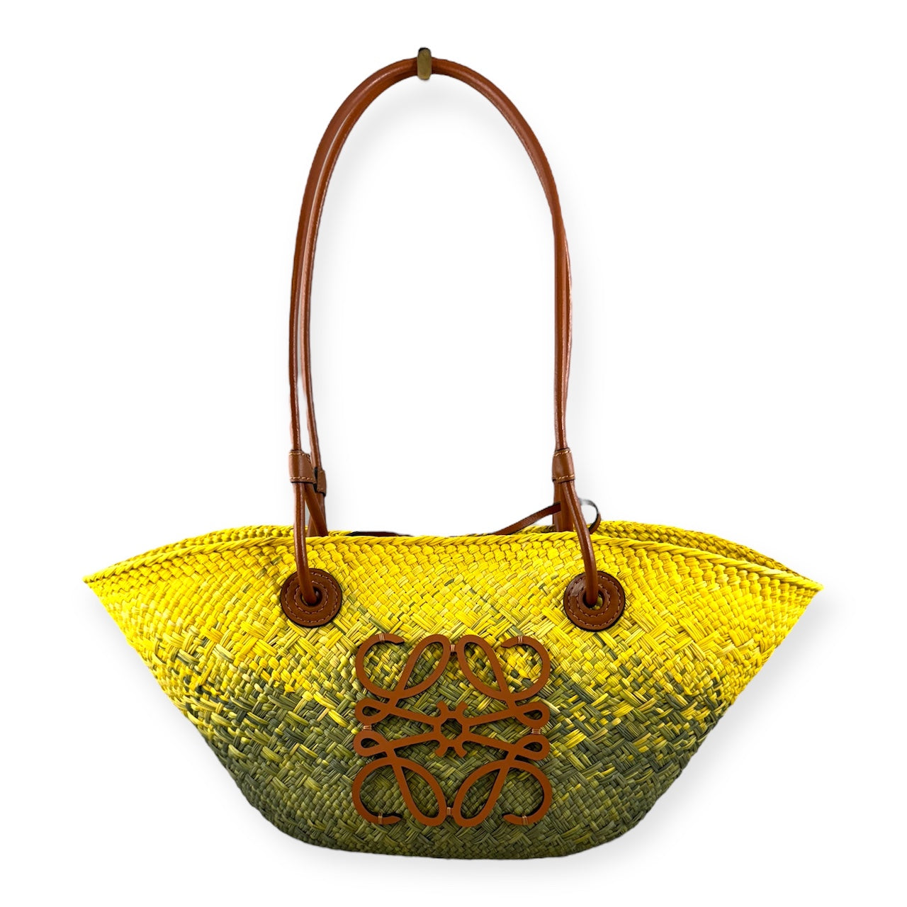 LOEWE Anagram Basket Bag in Yellow Green