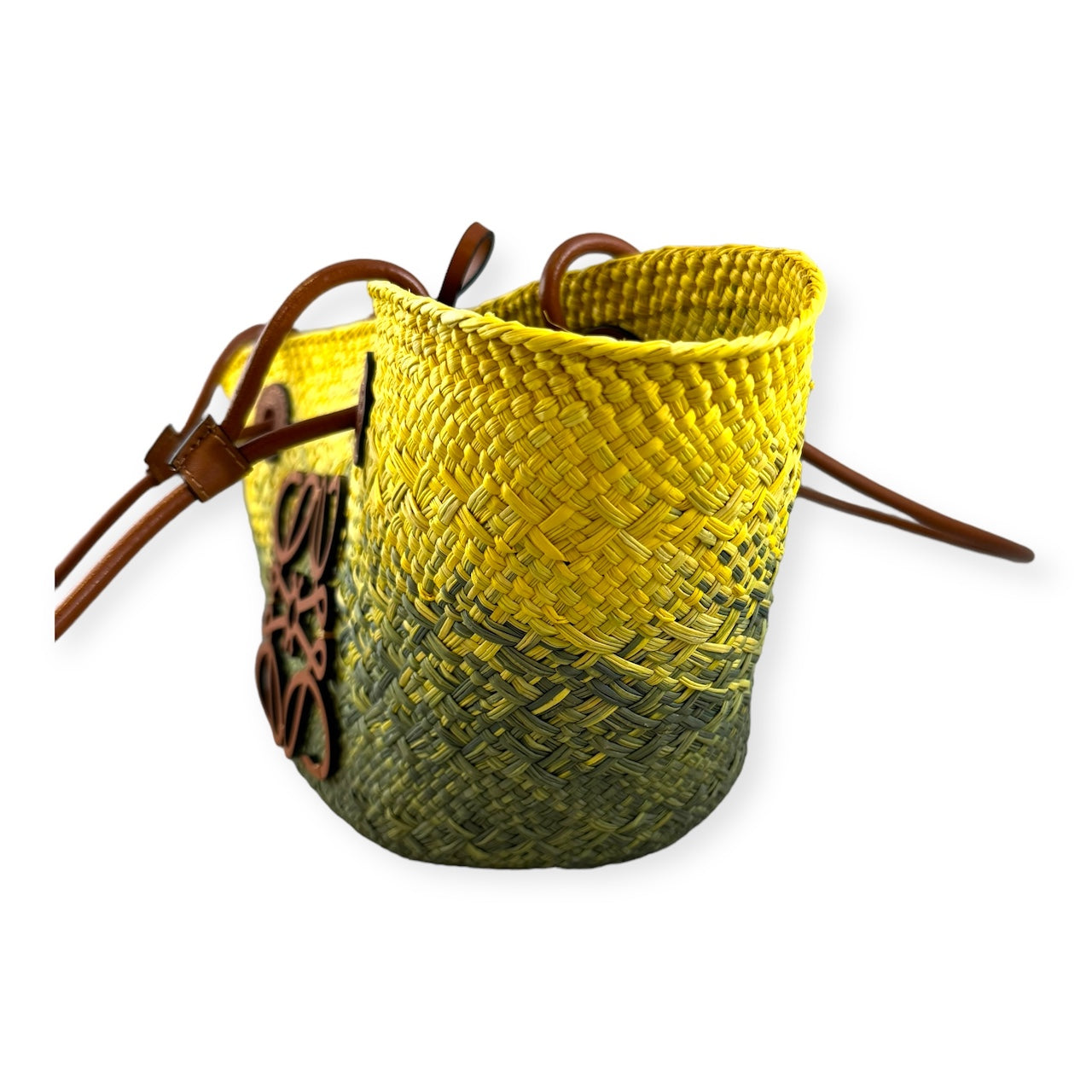 LOEWE Anagram Basket Bag in Yellow Green