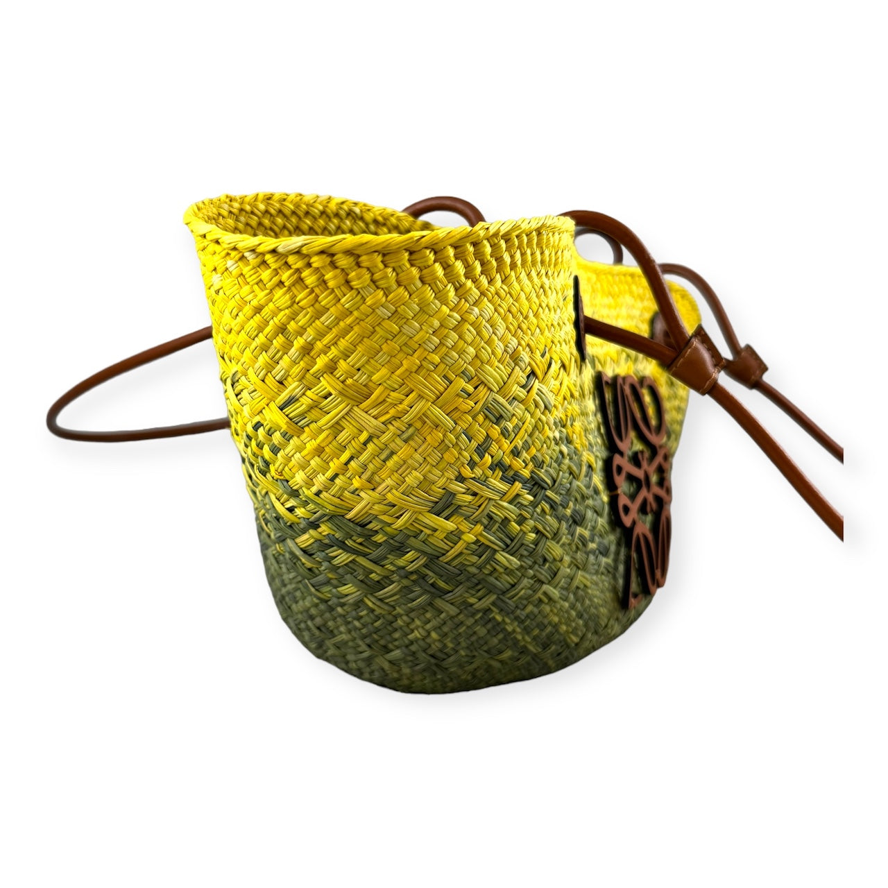 LOEWE Anagram Basket Bag in Yellow Green