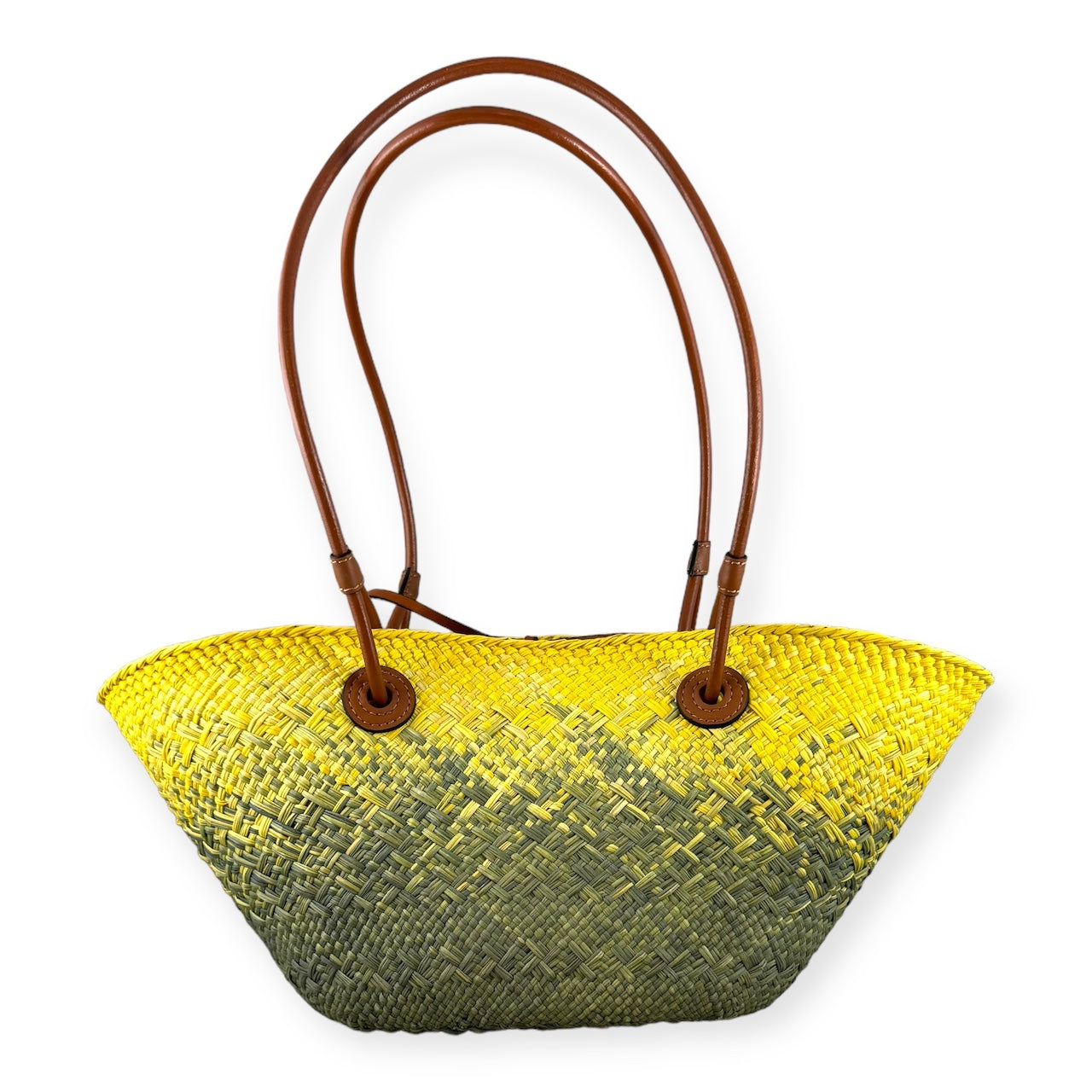 LOEWE Anagram Basket Bag in Yellow Green