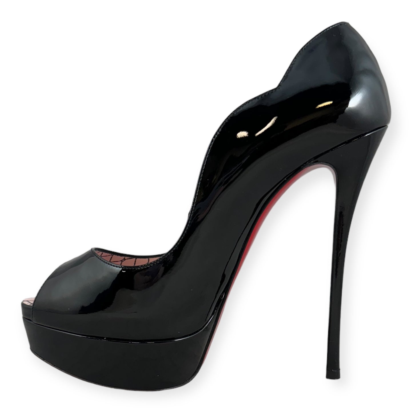 CHRISTIAN LOUBOUTIN Chick Up Alta Pumps in Black | Size 39.5