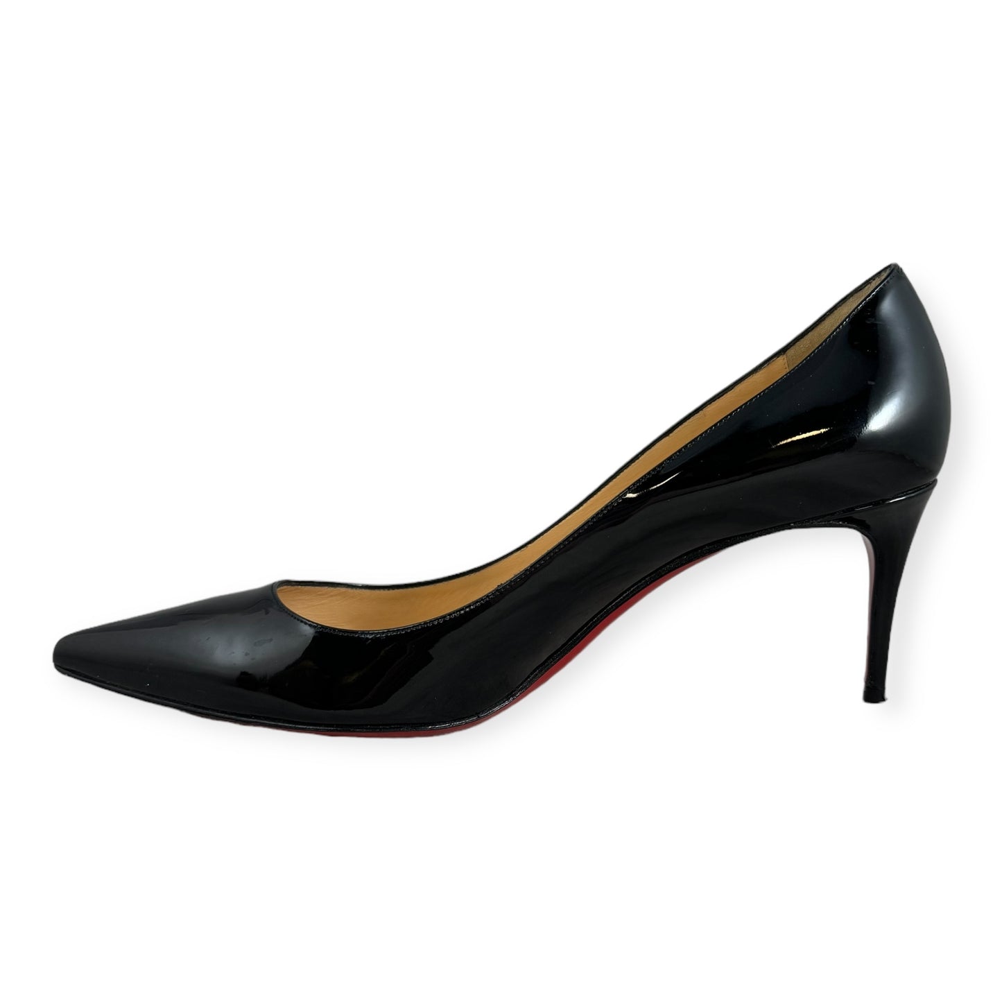 CHRISTIAN LOUBOUTIN Patent Midheel Pumps in Black | Size 38.5