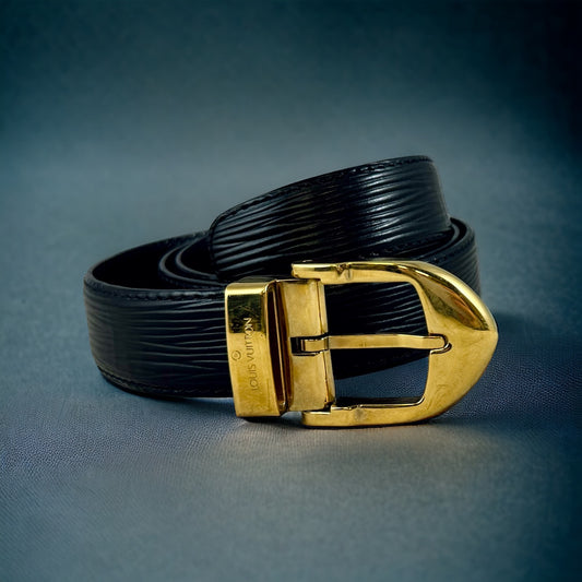 LOUIS VUITTON Epi Leather Belt in Black | Size Medium