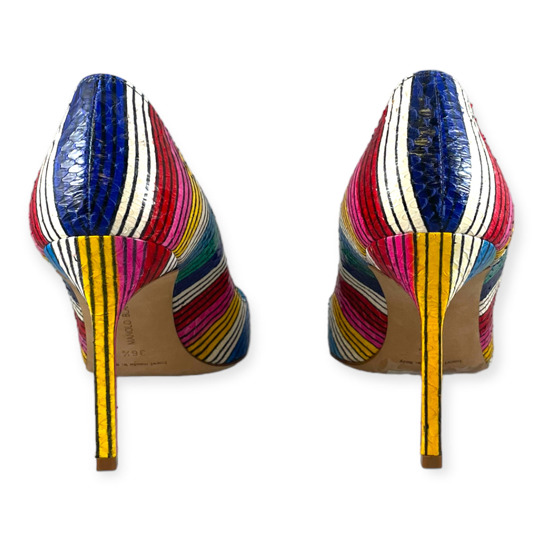 MANOLO BLAHNIK BB Snake Stripe Pumps Multicolor | Size 36.5