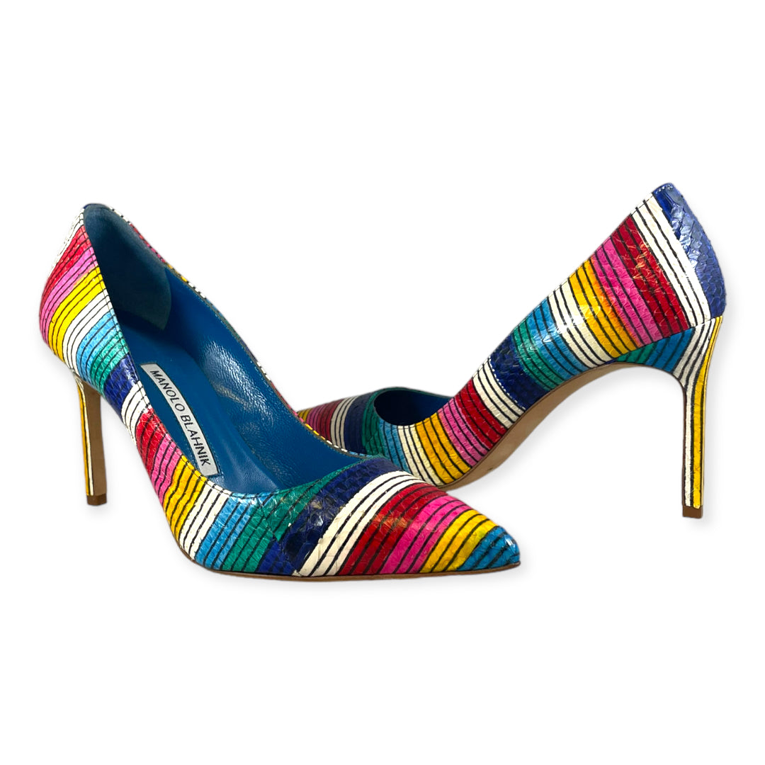 MANOLO BLAHNIK BB Snake Stripe Pumps Multicolor | Size 36.5