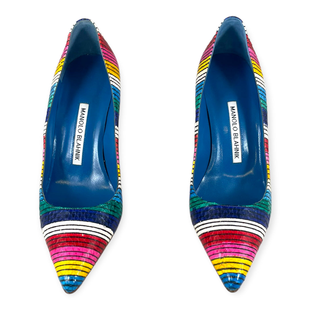 MANOLO BLAHNIK BB Snake Stripe Pumps Multicolor | Size 36.5