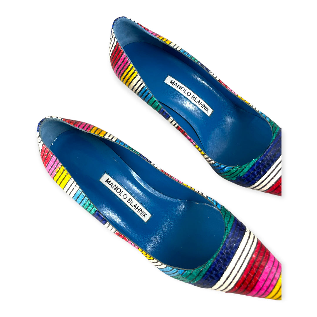 MANOLO BLAHNIK BB Snake Stripe Pumps Multicolor | Size 36.5