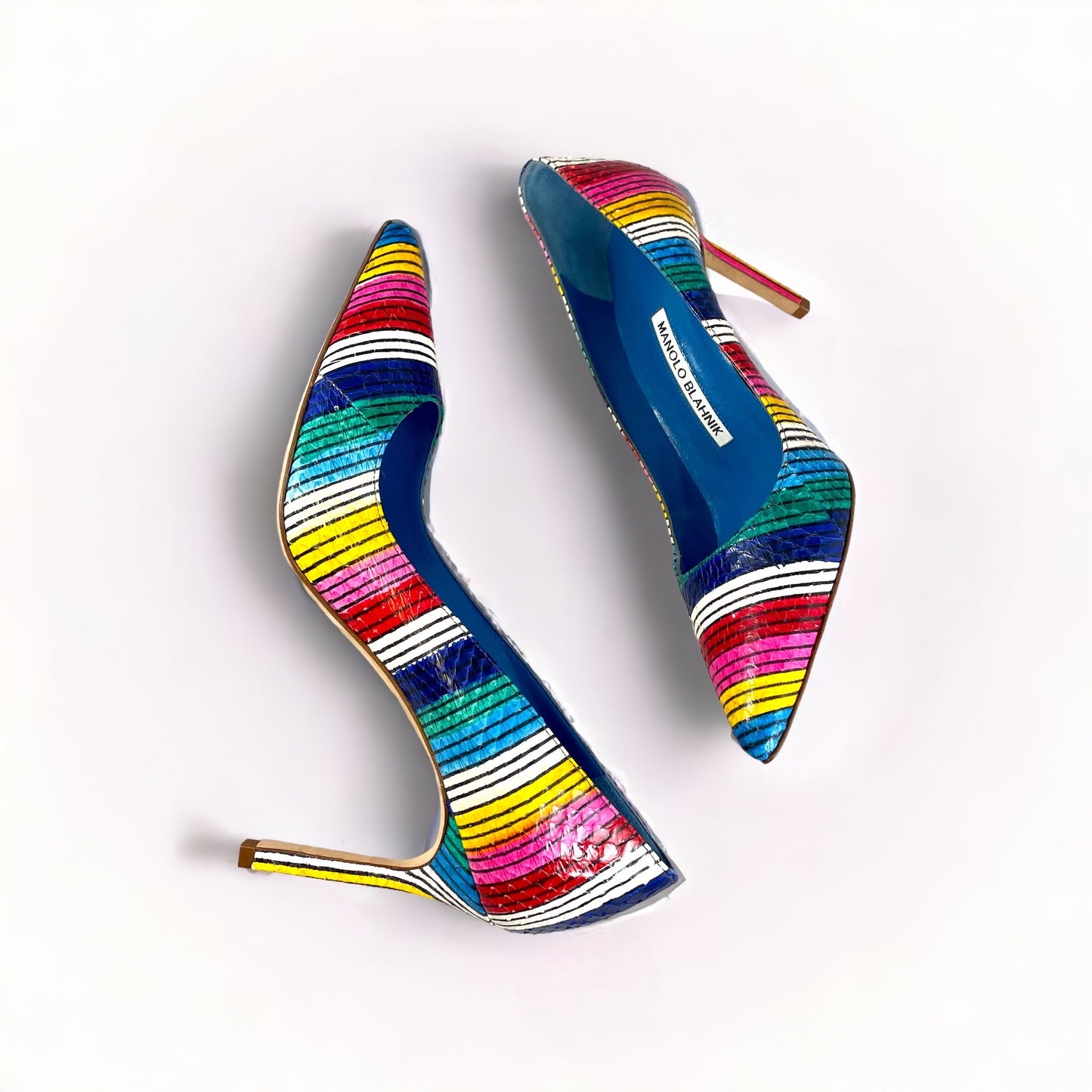 MANOLO BLAHNIK BB Snake Stripe Pumps Multicolor | Size 36.5