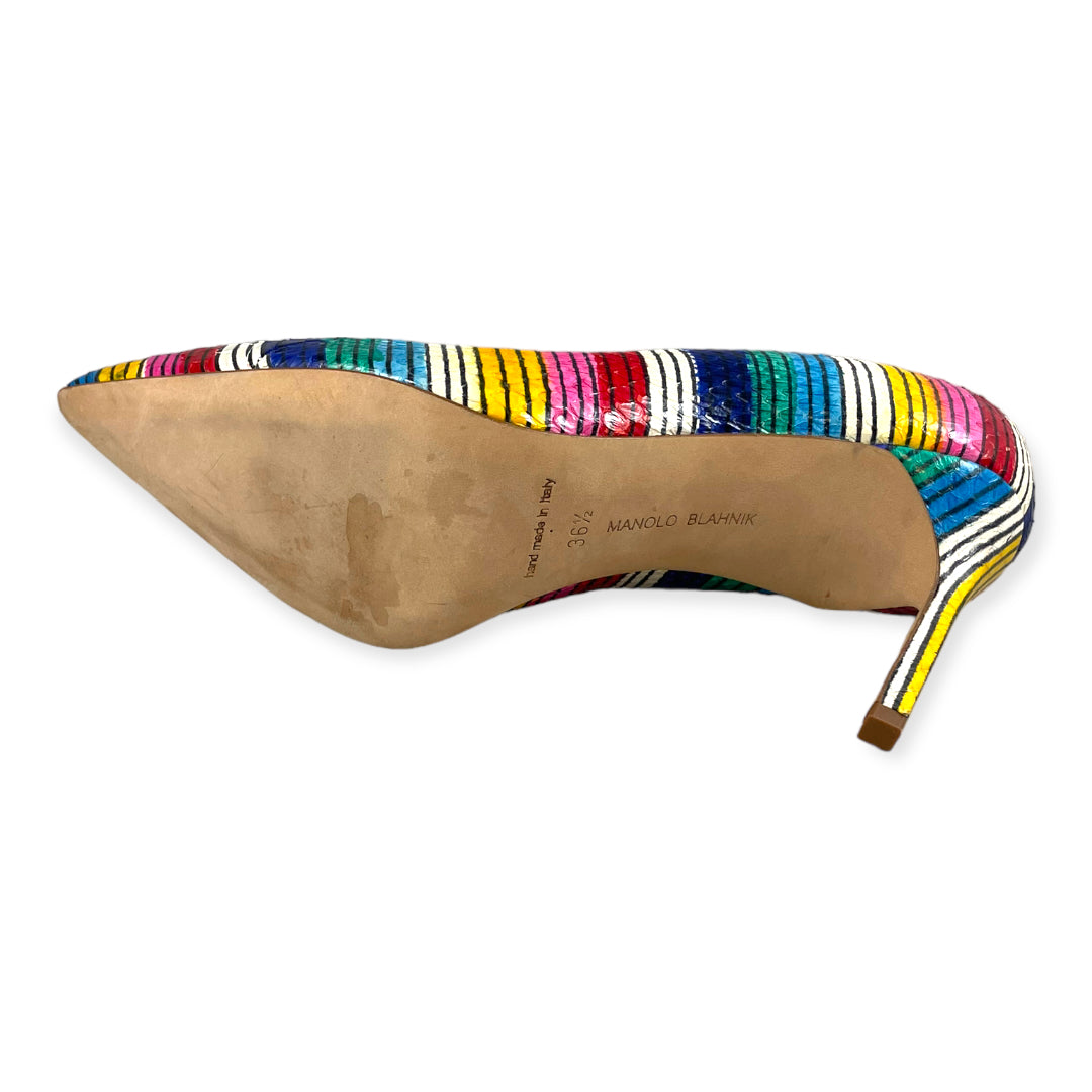 MANOLO BLAHNIK BB Snake Stripe Pumps Multicolor | Size 36.5