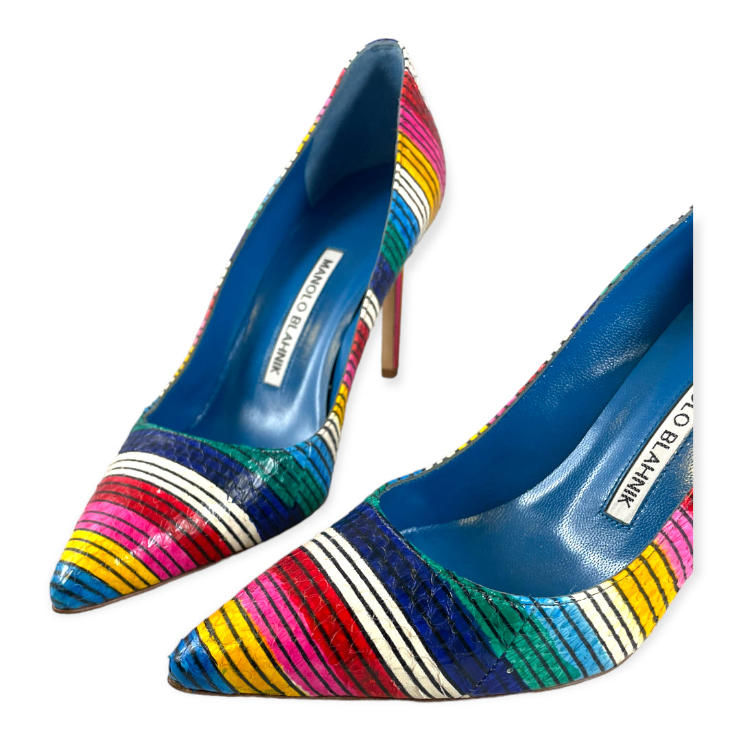 MANOLO BLAHNIK BB Snake Stripe Pumps Multicolor | Size 36.5