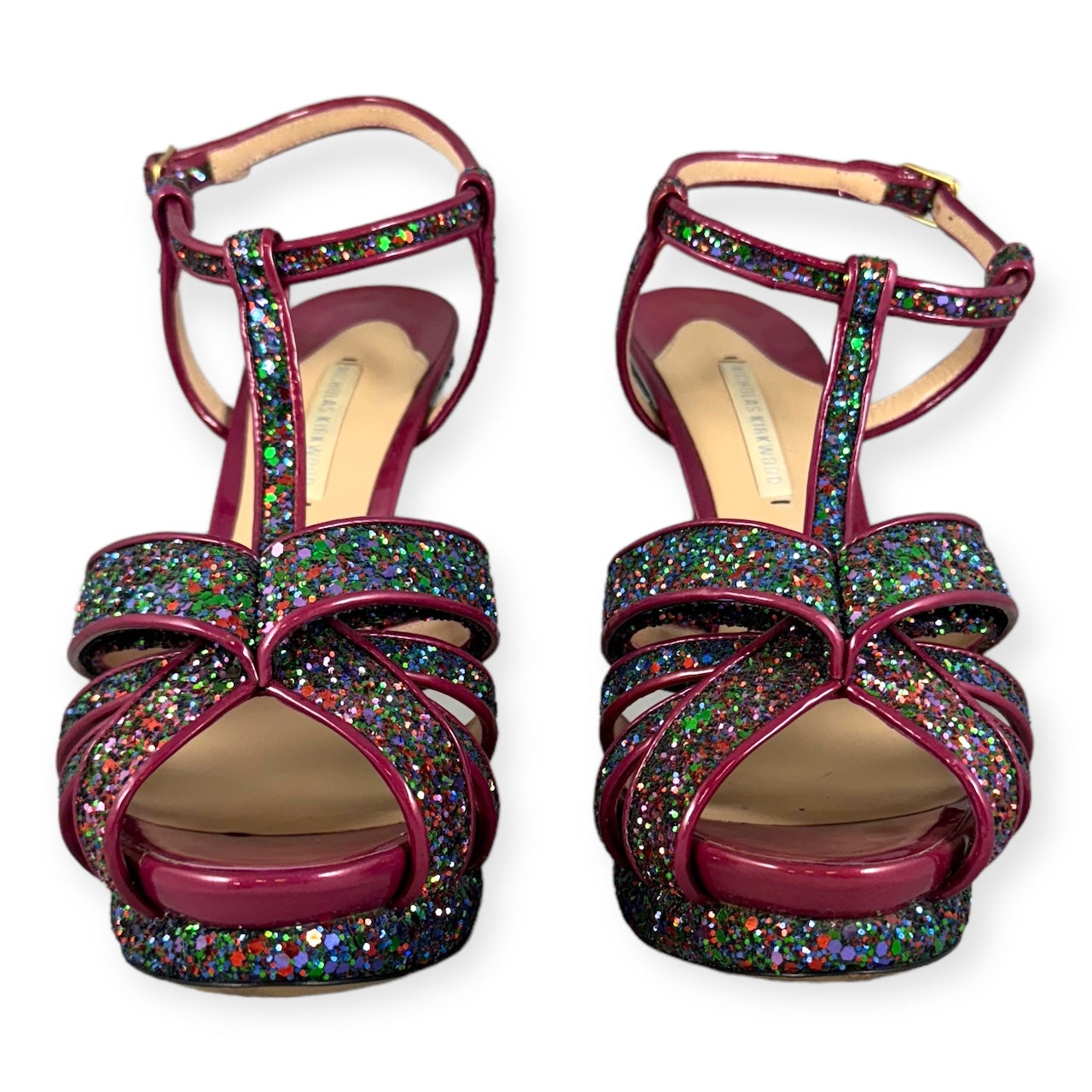 NICHOLAS KIRKWOOD Glitter Sandals in Pink Multi | Size 39.5