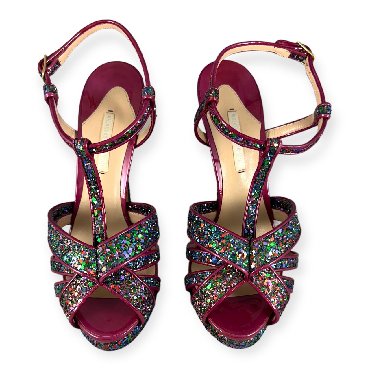 NICHOLAS KIRKWOOD Glitter Sandals in Pink Multi | Size 39.5