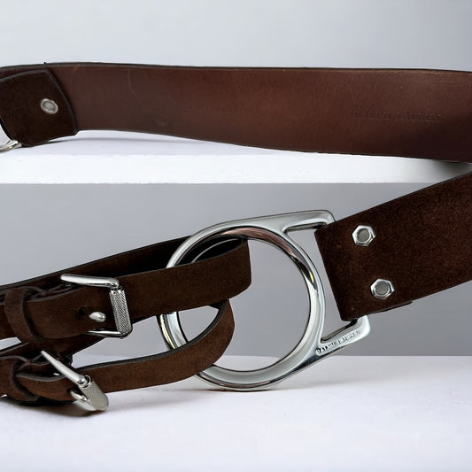 RALPH LAUREN Suede Strap Belt in Brown | Size Small