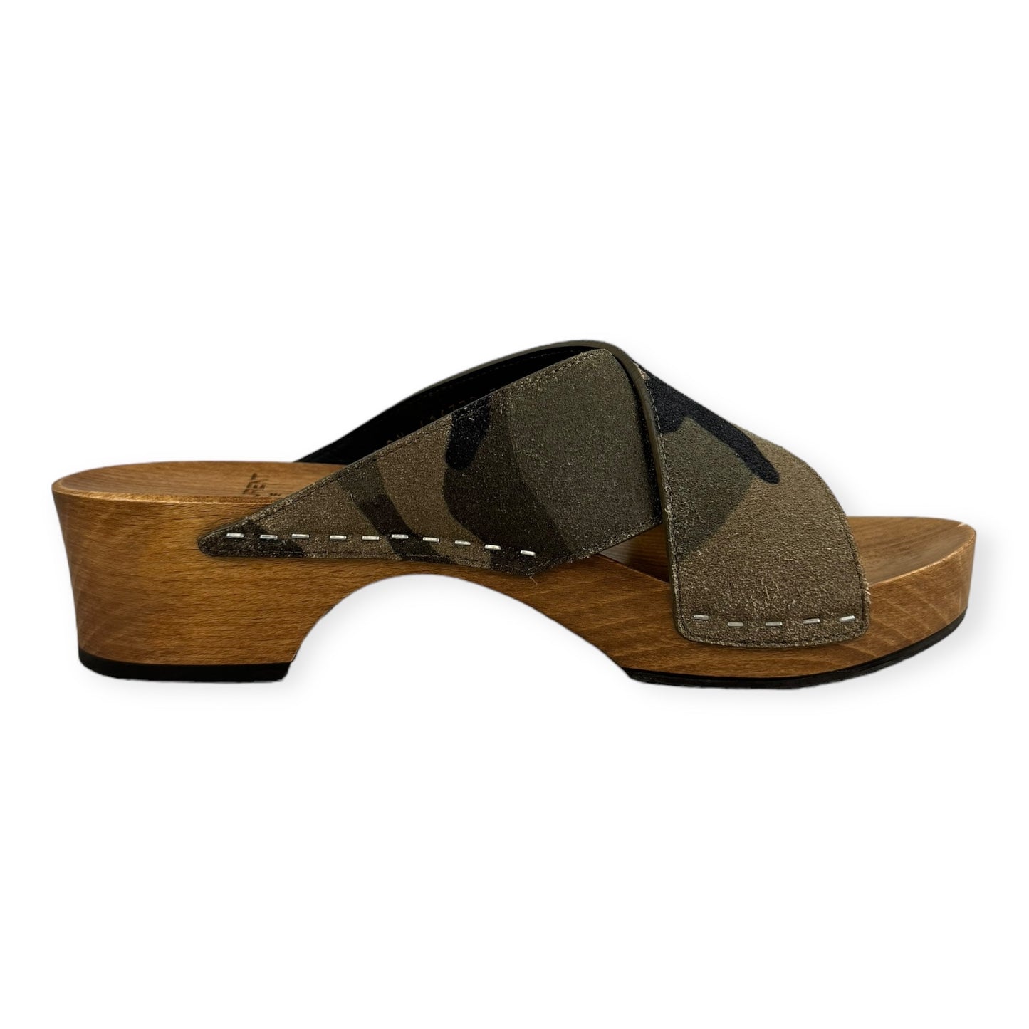 SAINT LAURENT Camo Slide Sandals in Green | Size 38