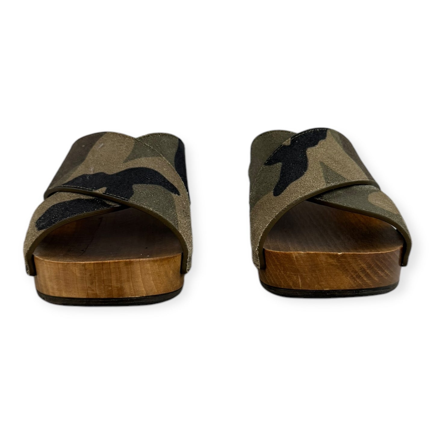 SAINT LAURENT Camo Slide Sandals in Green | Size 38