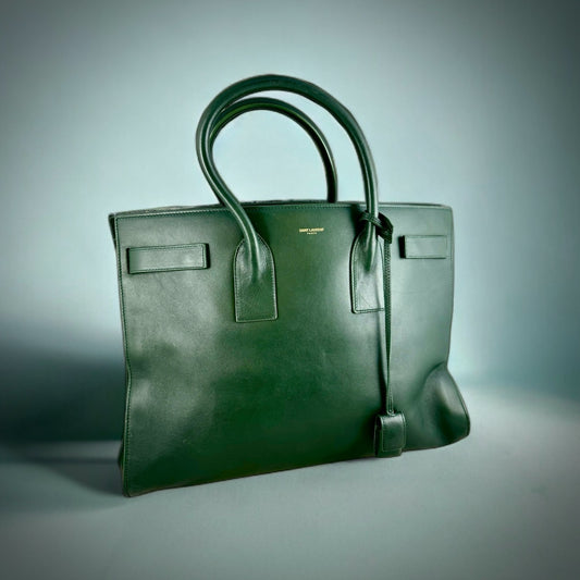 SAINT LAURENT Large Sac De Jour Tote Bag in Green