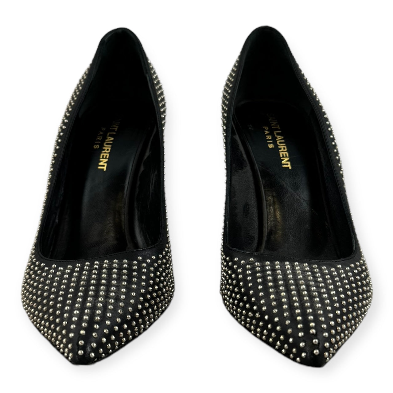 SAINT LAURENT Studded Paris Pumps in Black | Size 39