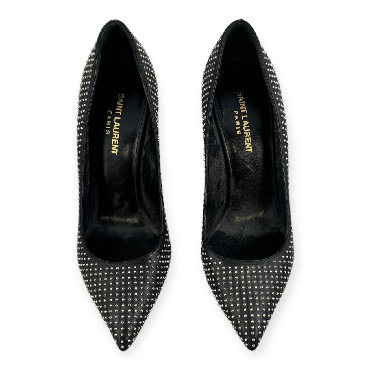 SAINT LAURENT Studded Paris Pumps in Black | Size 39